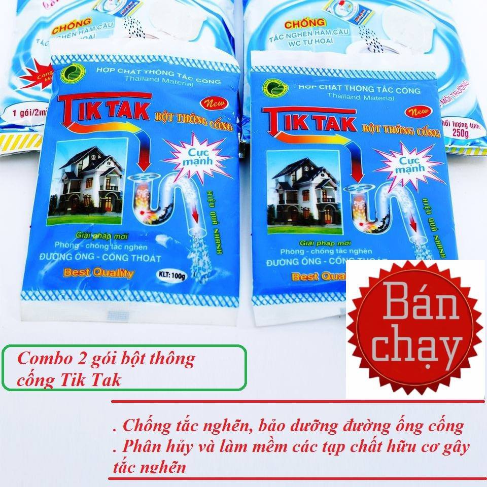 BỘT THÔNG CỐNG TIKTAK GÓI 100G CHUYÊN GIA XỬ LÝ TẮC NGHẼN ĐƯỜNG ỐNG