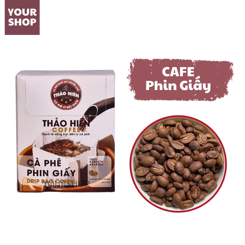 Hộp 10 túi cà phê phin giấy Thảo Hiên - Blend Robusta &amp; Arabica Cầu Đất 20g Cà phê Yourshop