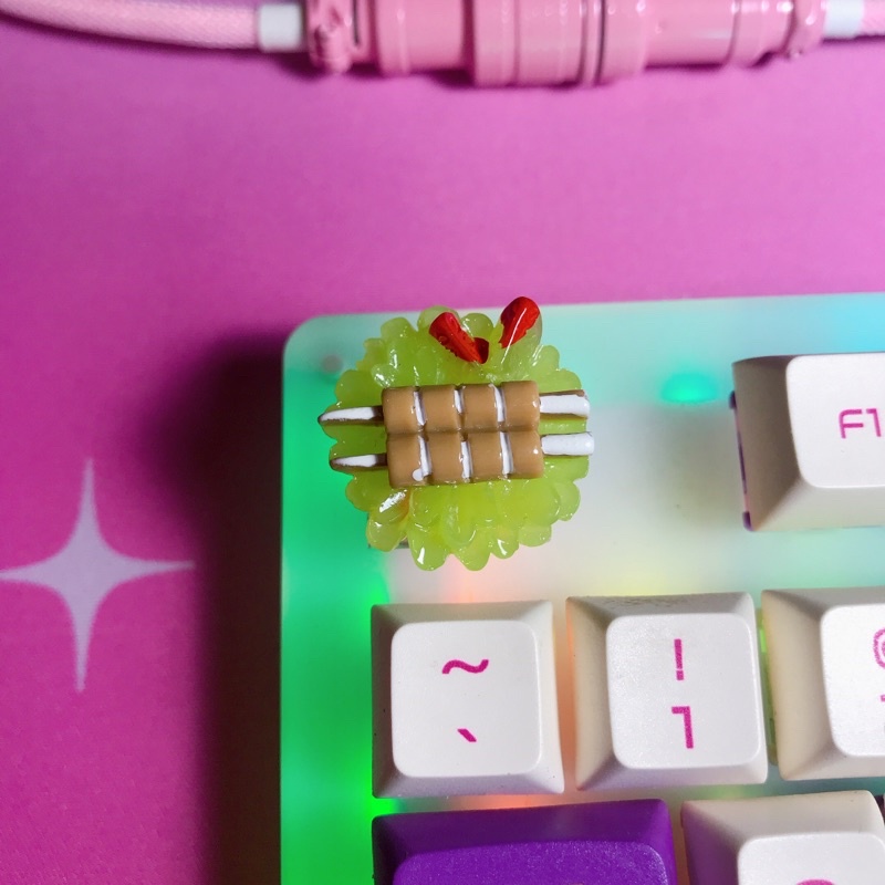 Keycap lẻ đồ ăn mặn 🍜🍝🦐 tô mì tôm trứng Xuyên Led - Keycaps food handmade trang trí bàn phím cơ gaming