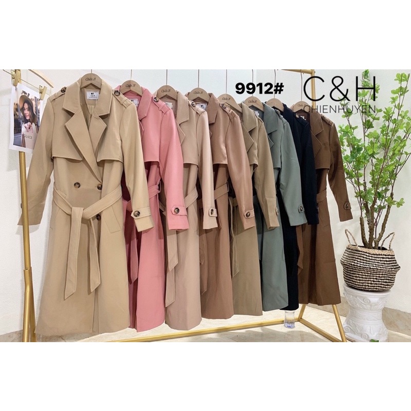 Áo măng tô kaki dáng dài