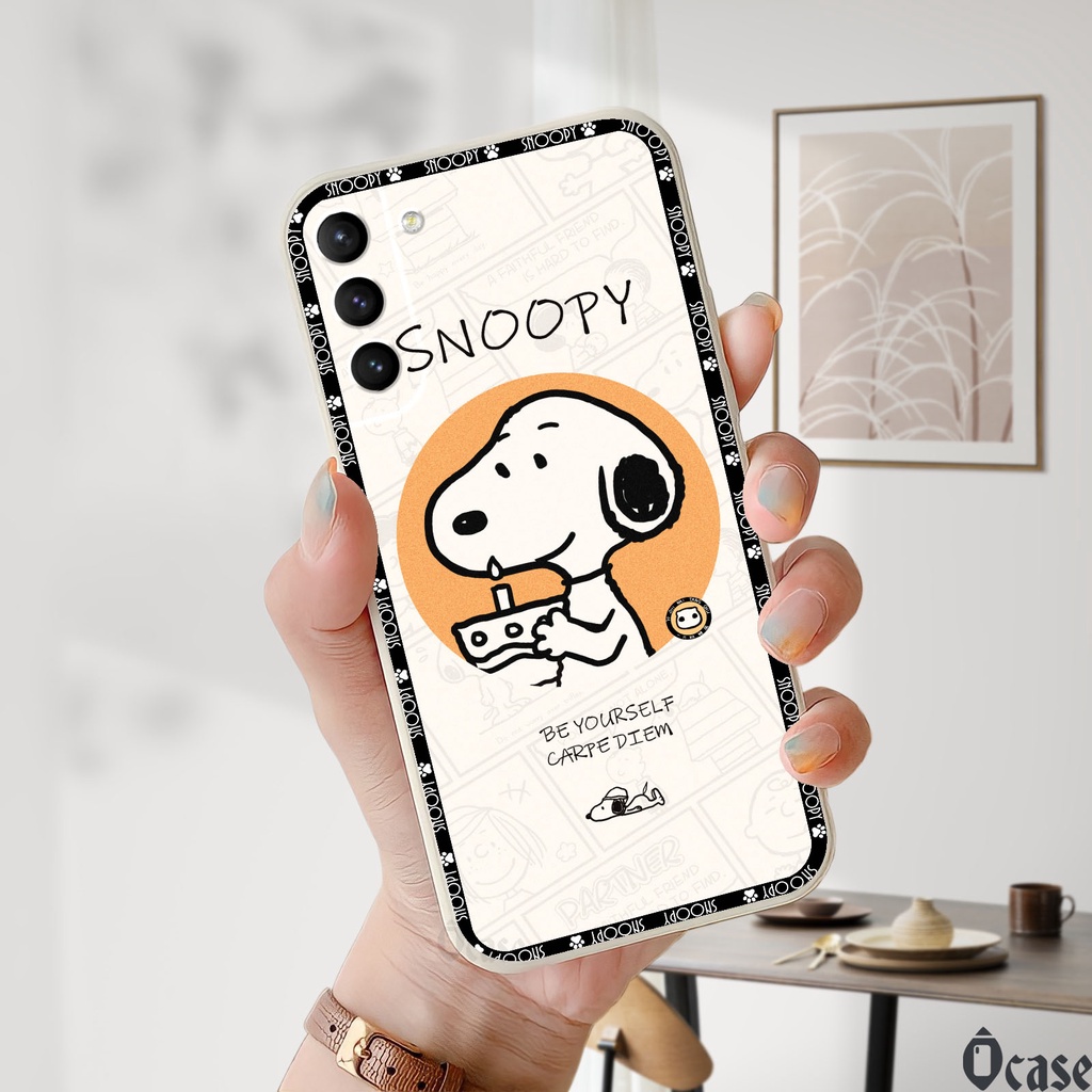Ốp lưng Samsung S21 / S21 Plus / S21 FE / S22 / S22 Plus in hình chú chó dễ thương cạnh viền vuông có bảo vệ camera