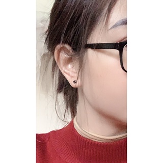 1 chiếc nụ tai bạc đá đen cỡ 2mm,3mm,4mm,5mm,6mm
