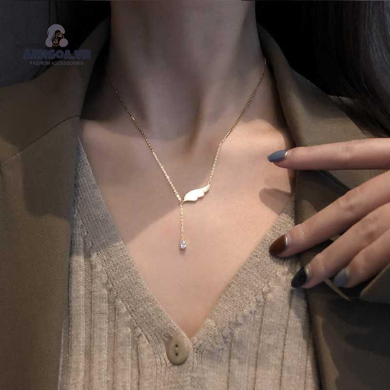 ✨✨Vòng cổ Hợp Kim Mặt Đôi Cánh Đính Đá