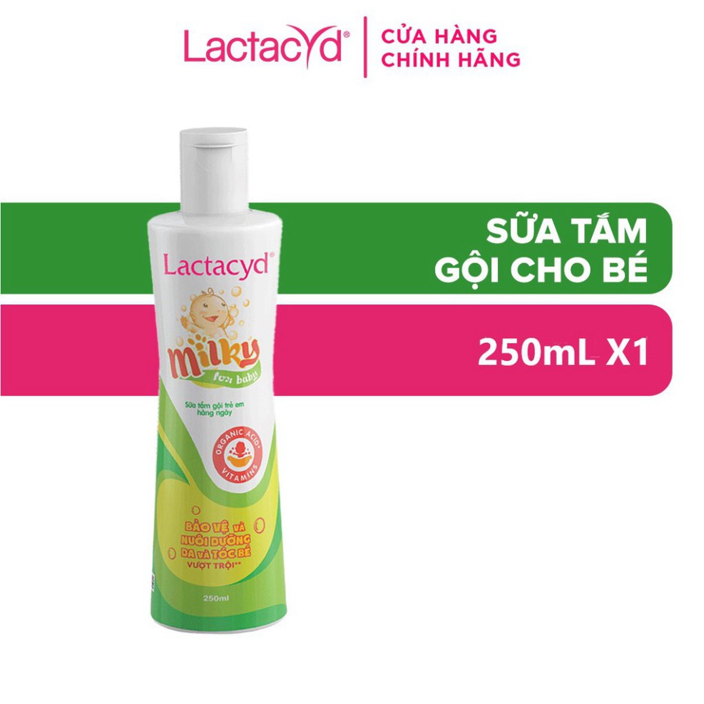 [Chính hãng] Sữa Tắm Gội Trẻ Em Lactacyd Milky Bảo Vệ, Nuôi Dưỡng Da và Tóc Bé Vượt Trội 250ml