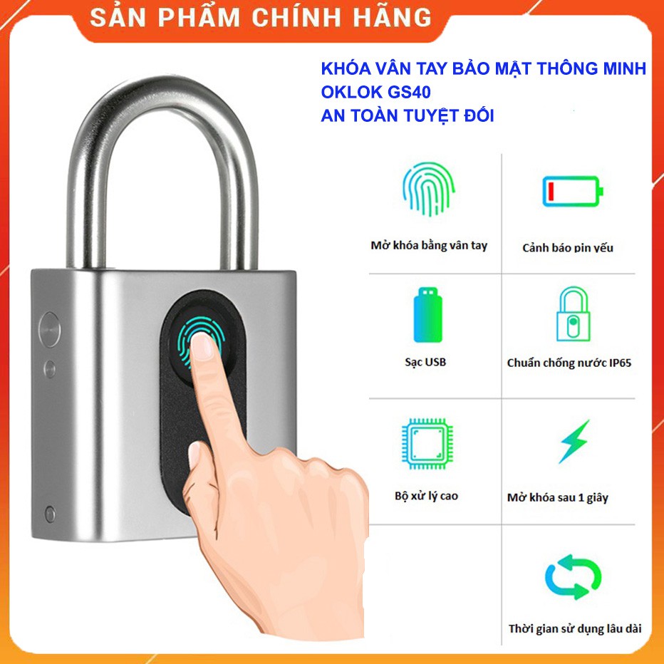 Ổ Khóa Vân Tay Thông Minh GS40S - An Toàn, Bảo Mật Tuyệt Đối, Chống Trộm, Phá Khóa, Bẻ Khóa Tốt Nhất.