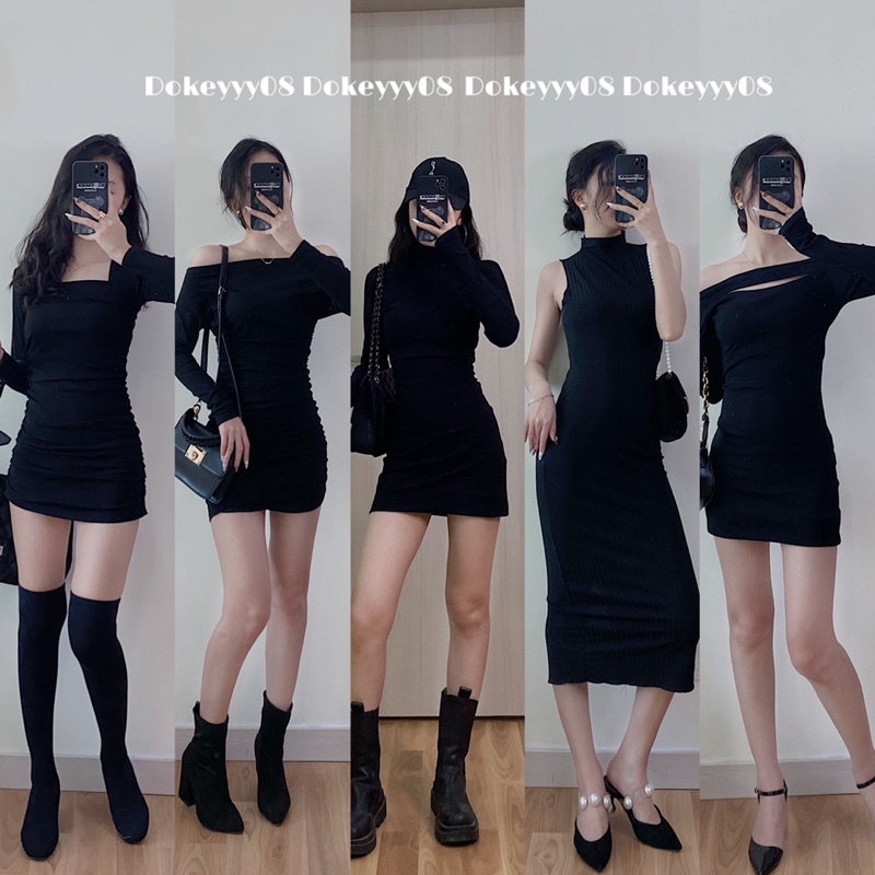 Váy body cotton co giãn đen ( Ảnh thật by dokeyyy)