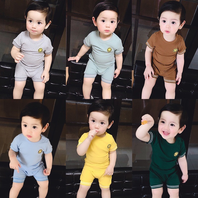 Đồ bộ quần áo cộc tay cho bé trai và bé gái chất Gân Tăm AM638