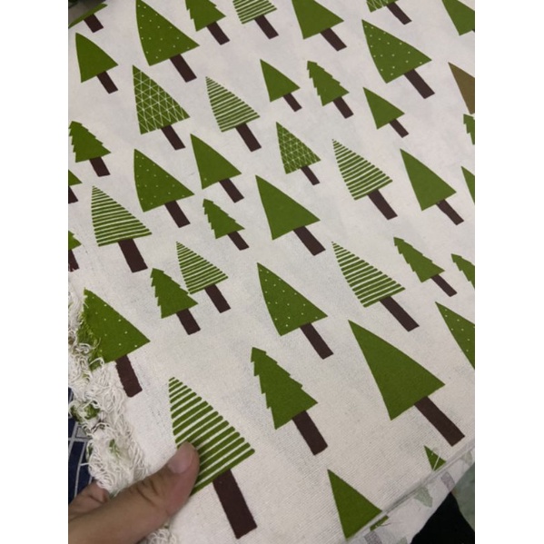 VẢI BỐ/VẢI CANVAS/PHÔNG NỀN CHỤP ẢNH/TRANG TRÍ/KHĂN BÀN/RÈM HỌA TIẾT CÂY THÔNG LỚN