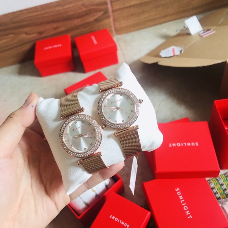 Đồng hồ dây thép không gỉ dành cho nữ thương hiệu sunlight+ kèm ảnh thật mã 79527