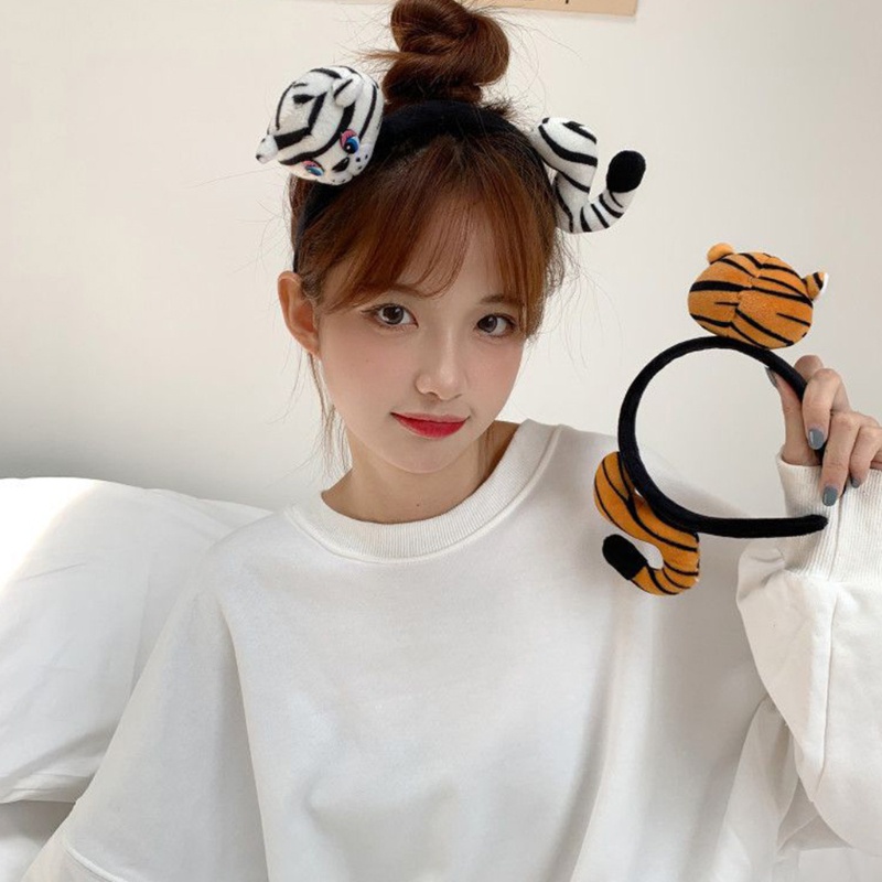 Flgo Băng Đô Cài Tóc Hình Hổ Hoạt Hình Có Đuôi Cho Búp Bê Trang Điểm