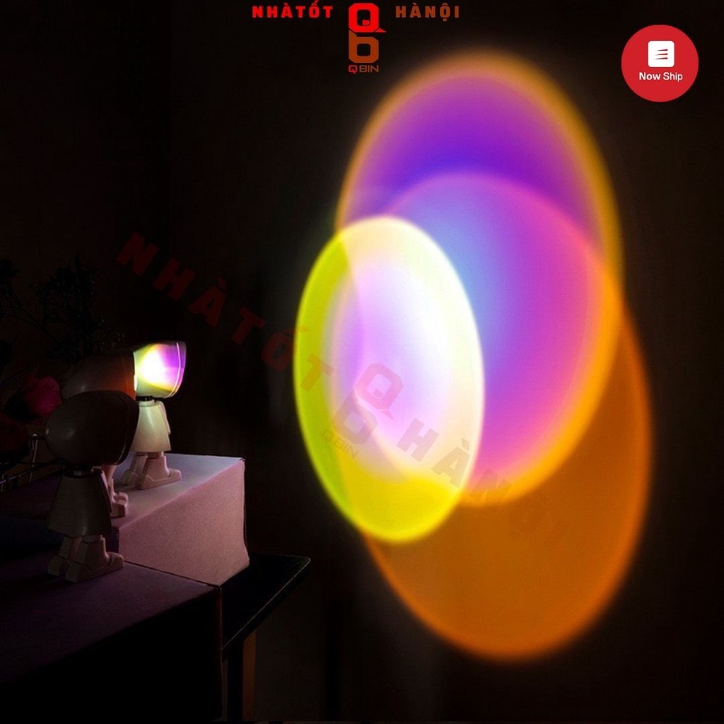 Đèn robot sunset lamp mẫu mới CÓ PIN và Thêm màu rainbow , Màu Chân Trời mới , Kèm cáp sạc