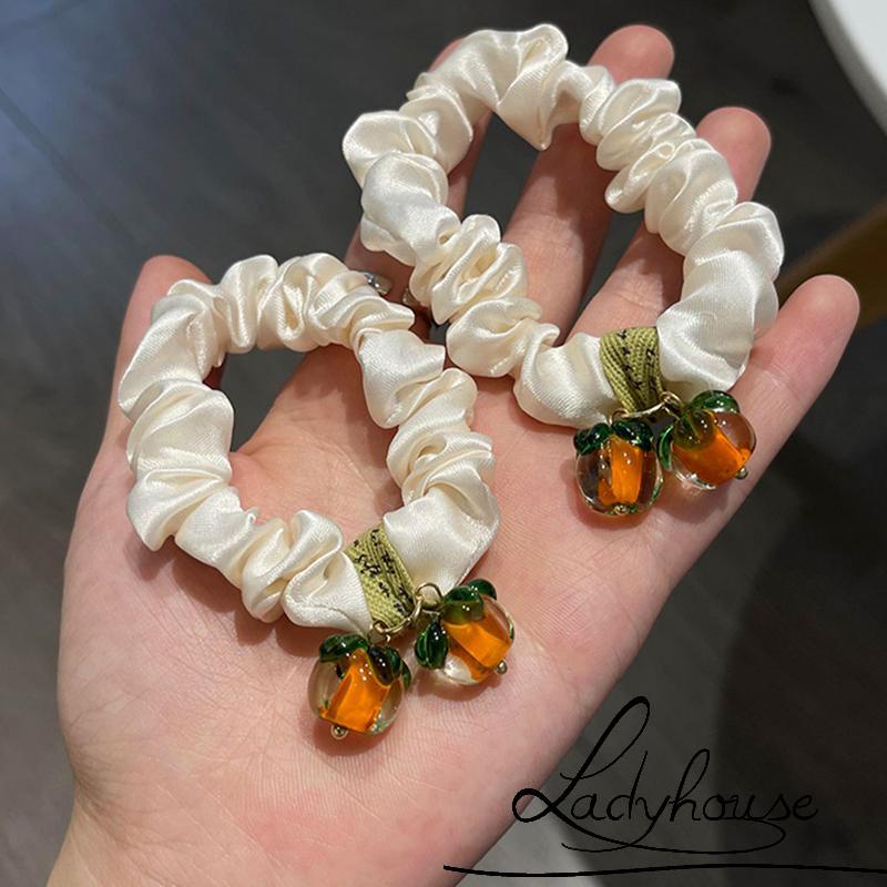 LD-Elastic Tie Hair Tendons, Fruit Decor High Elastic Rubber Rope Hair Ties, Casual Ponytail Head Accessory
