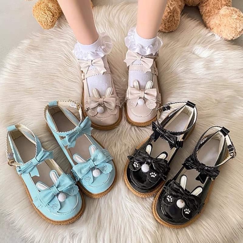 Giày Búp Bê Lolita Cổ Nơ RABBIT - Kèm ảnh thật