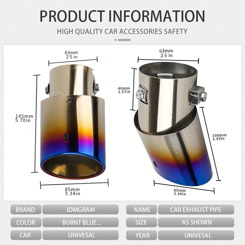 Ống Xả Xe Hơi Bằng Thép Không Gỉ Mạ Chrome Màu Cầu Vồng Thông Dụng