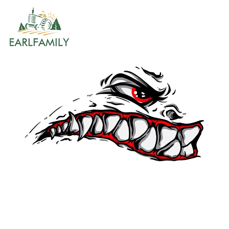 Nhãn Dán Trang Trí Xe Hơi / Xe Máy / Laptop Họa Tiết Demon Fangs 13cm X 7.1cm Chống Trầy Xước