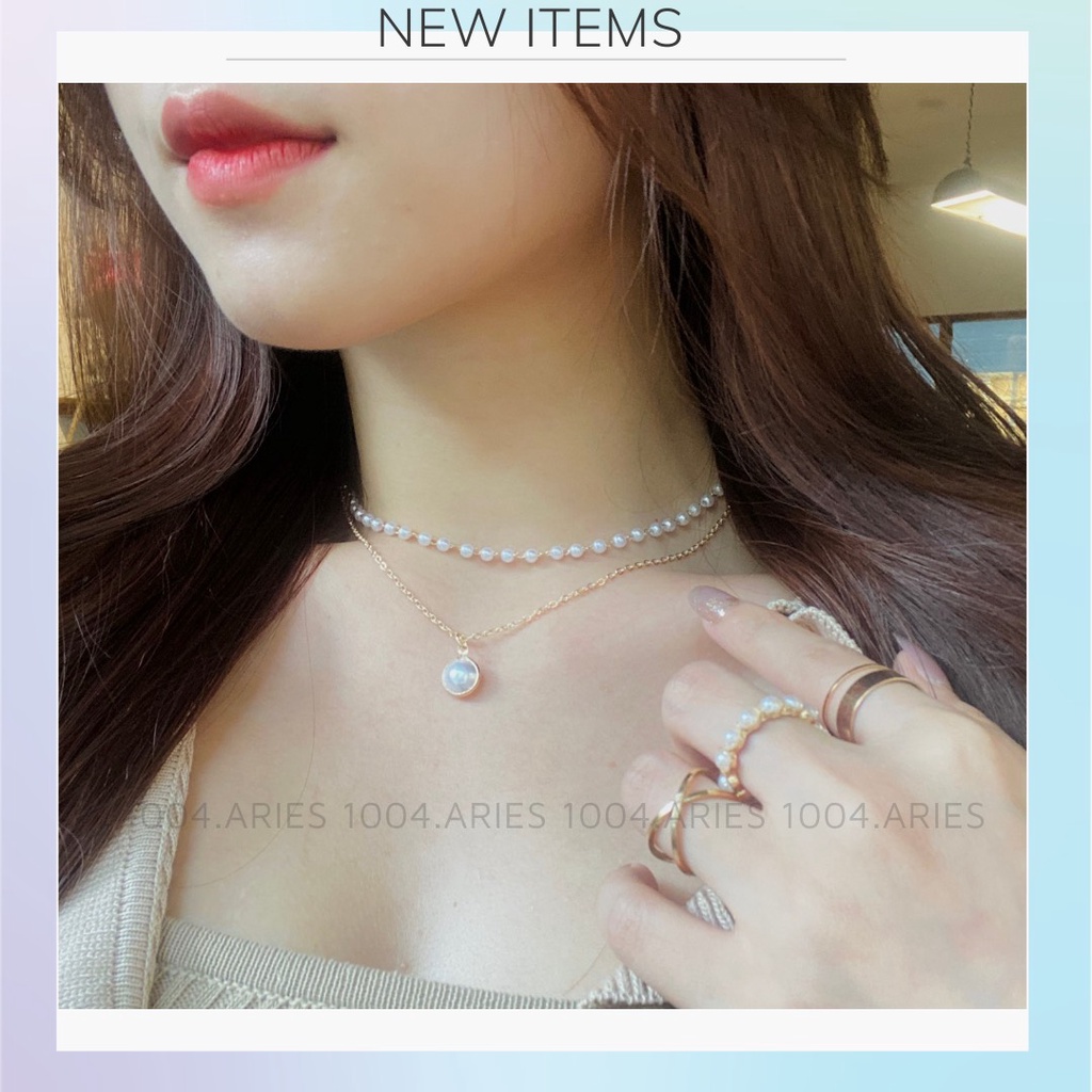 Dây chuyền nữ hai lớp đính ngọc nhân tạo phong cách Hàn Quốc dành cho nữ- 1004 ARIES