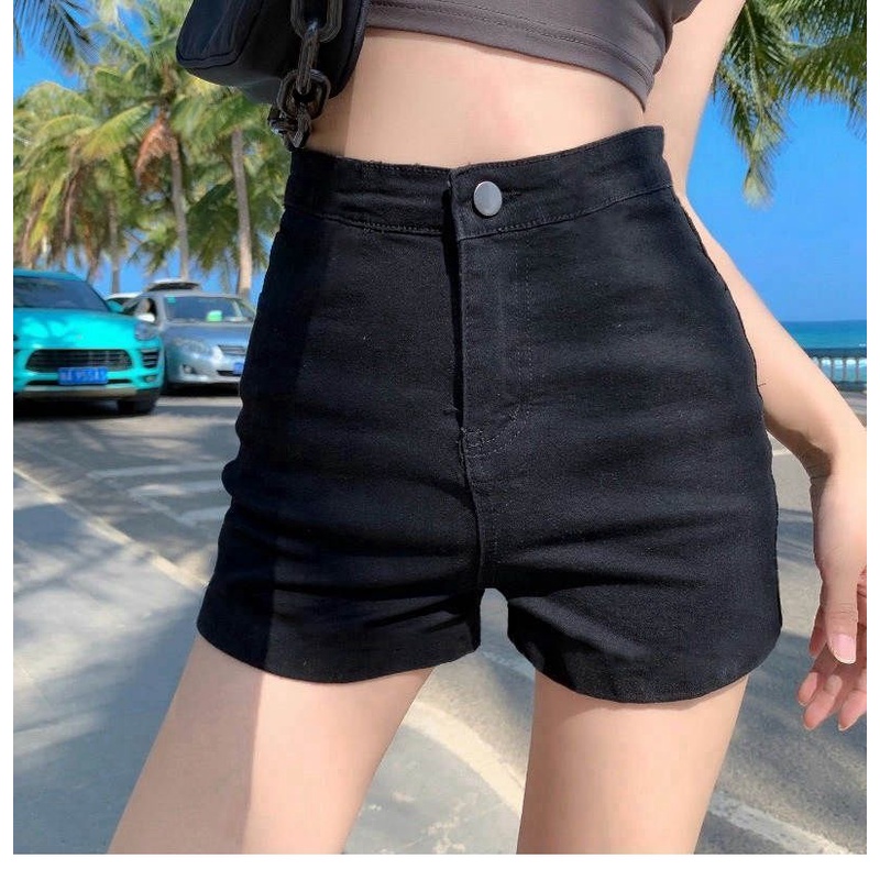 Quần short denim COZOKC lưng cao dáng ôm dễ phối đồ hợp thời trang