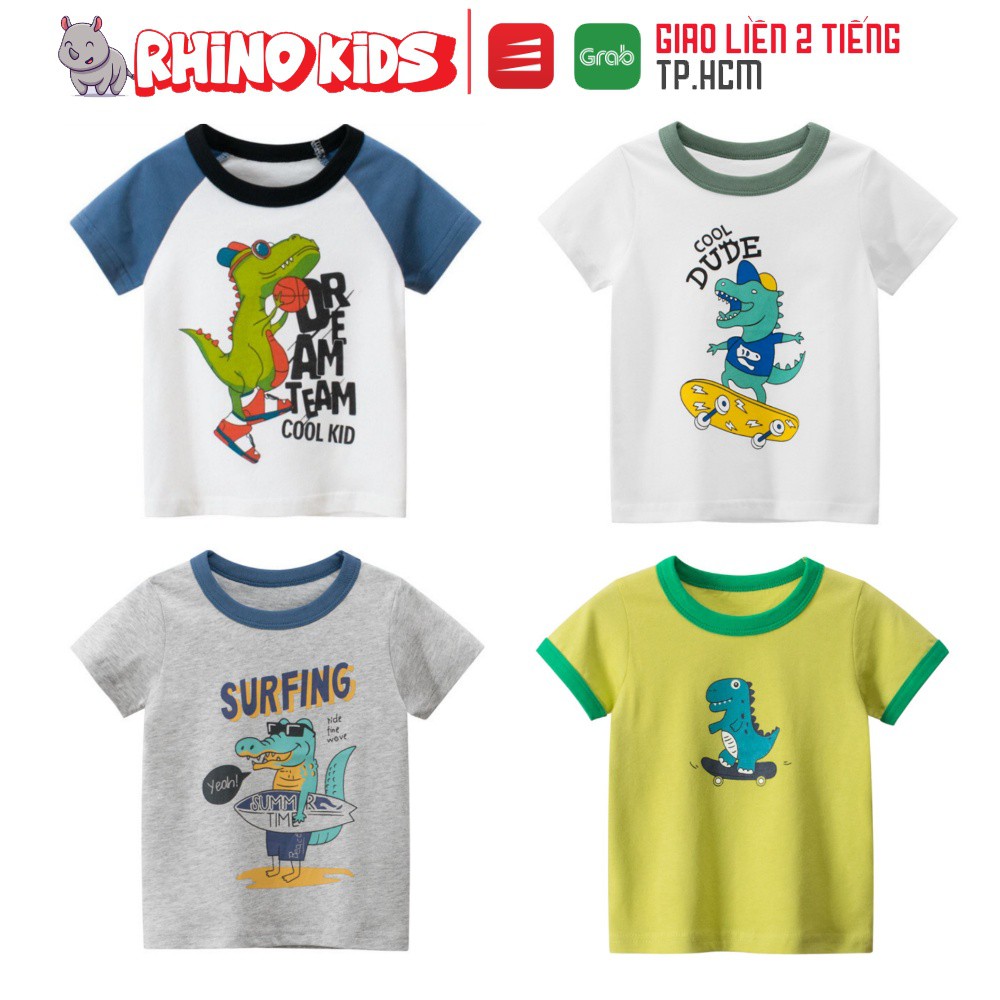 Áo bé trai cho bé in hình khủng long Rocker ngộ nghĩnh chất cotton hàng chất lượng tốt