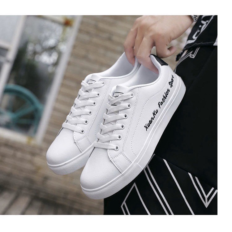 Giày sneaker nam Xu An Viền Chỉ màu trắng đơn giản mới