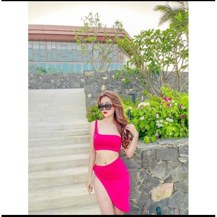 [ HÀNG CÓ SẴN ] Bikini đồ bơi đi biển hai mảnh sét 3 món lệch vai sang chảnh nhiều màu (5 màu) VATIXA BKN61