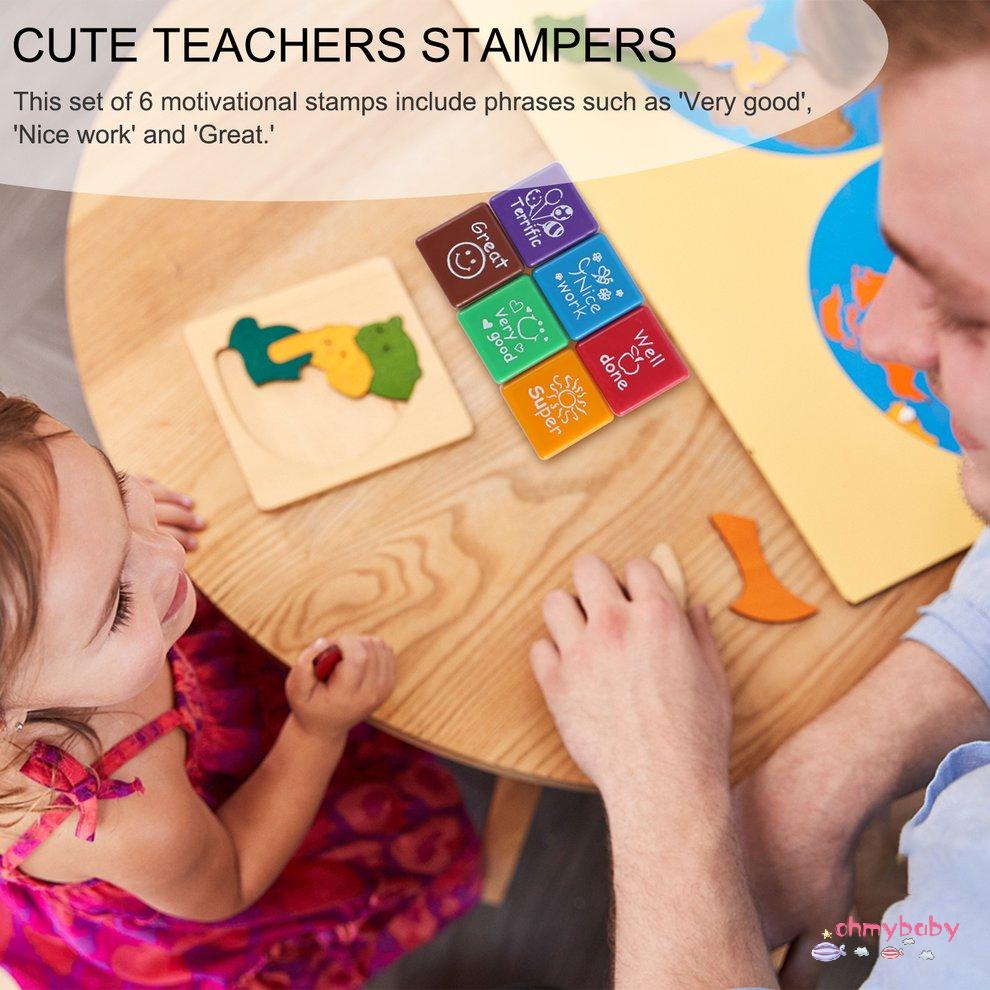 6 Phong cách / BỘ Giáo viên Đóng dấu Inking Khen ngợi Phần thưởng Tem động lực Hình dán động lực [8/8]