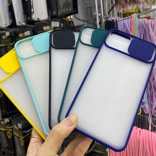 Ốp lưng Iphone 6 Plus/7 Plus/8 Plus có nắp trượt bảo vệ camera lưng cứng viền dẻo màu