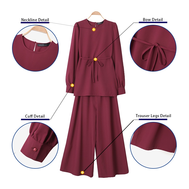 Set đồ Zanzea dài tay màu trơn phong cách Hồi Giáo cho nữ