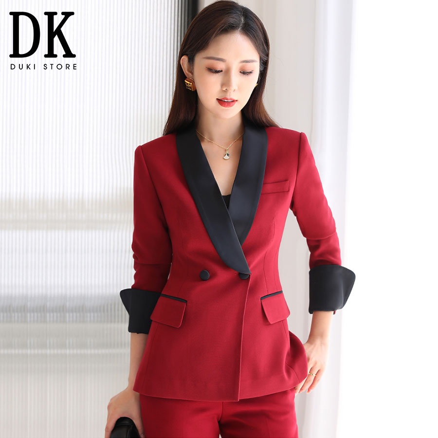 Bộ vest nữ công sở Hàn Quốc màu đỏ đô đẹp DKU0048 - DUKI STORE