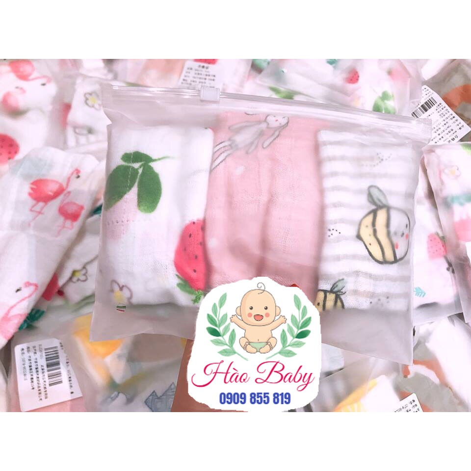 Set 3 Khăn Sữa Sợi Tre Siêu Mềm Muslin Tree (Set 3 Khăn Xô Sợi Tre Muslin Tree)