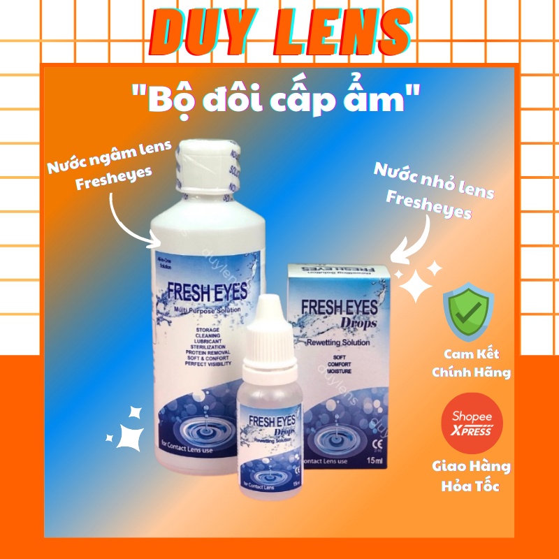 Nước ngâm lens - Nước nhỏ mắt lens FRESH EYES chính hãng Hàn Quốc