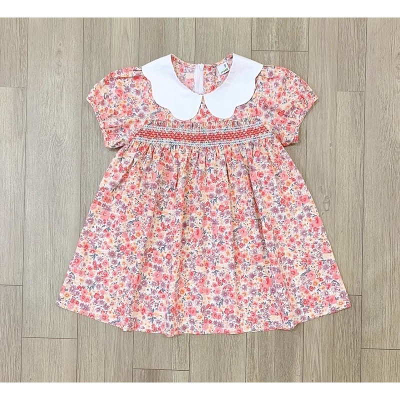 Đầm Pimpollo xuất Hàn smocking hoa nhí Size 80-130