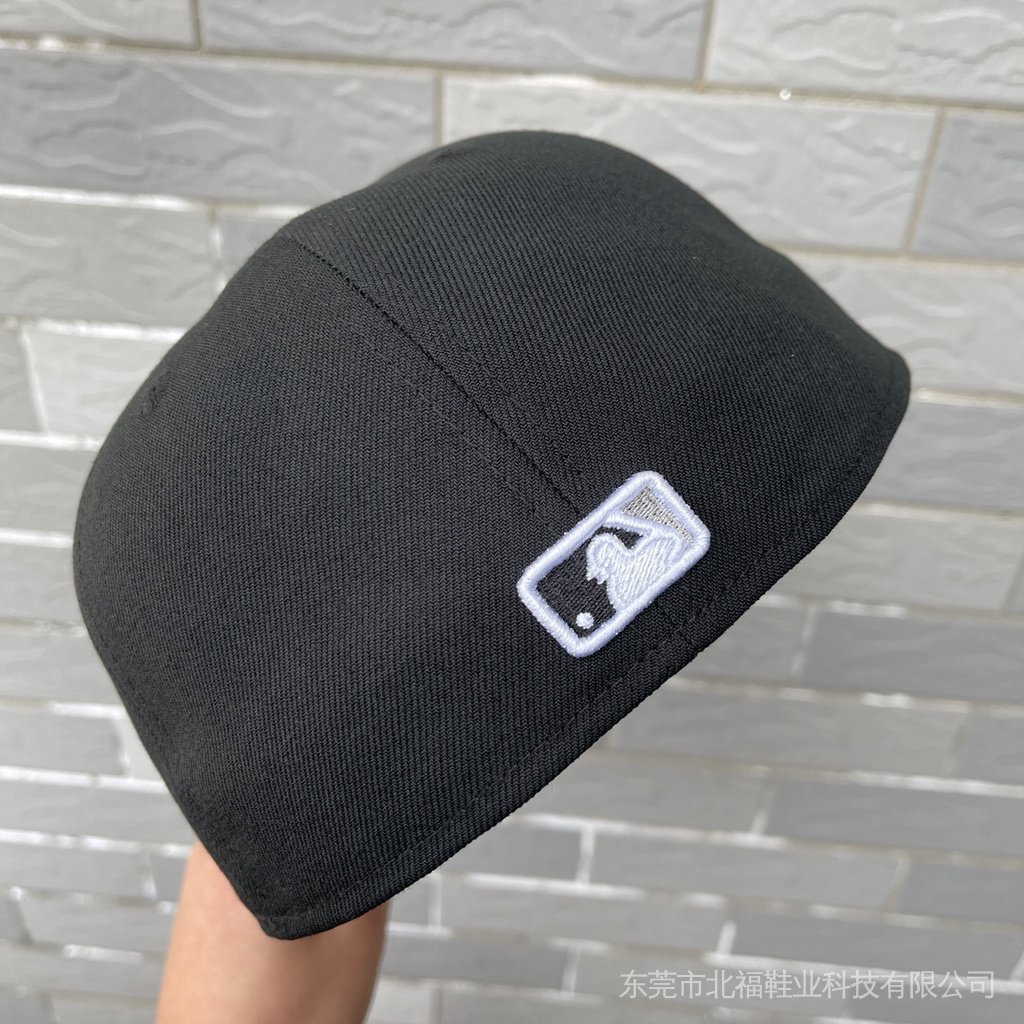 ♫Black MLB Players Style Chicago White Sox Baseball Cap Fully closed overcast Hat Flat Brim 84ND.