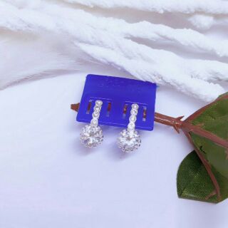 Bông tai bạc ta- bông tai đá tròn