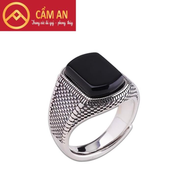 NHẪN BLACK STONE - Bạc Thái 925 Onyx Đen VIP - Thiết Kế Sang Trọng, Lịch Lãm, Đẳng Cấp - Trang sức phong thủy Cẩm AN