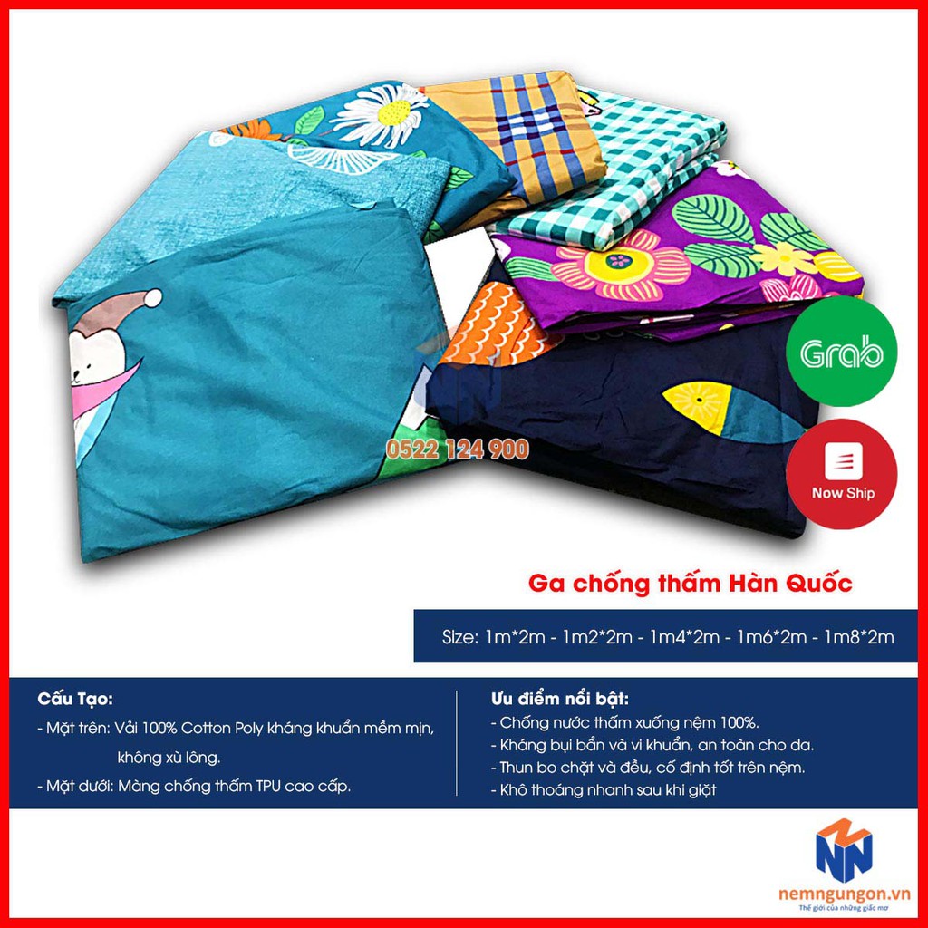 Ga trải giường, drap chống thấm nước kháng khuẩn Hàn Quốc dành cho nệm dày 5cm đến 10cm [Đủ size] - Giao màu ngẫu nhiên | BigBuy360 - bigbuy360.vn