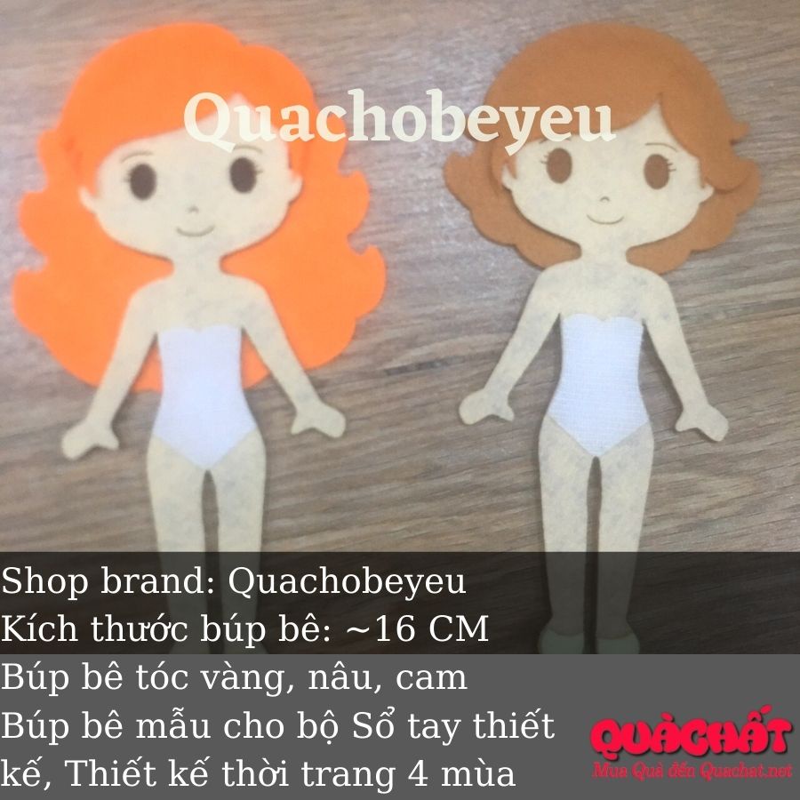 Đồ chơi búp bê vải cho bộ Sổ tay thiết kế, Thiế kế thời trang 4 mùa, Sách vải một ngày bé gái, Sách vải nghề nghiệp