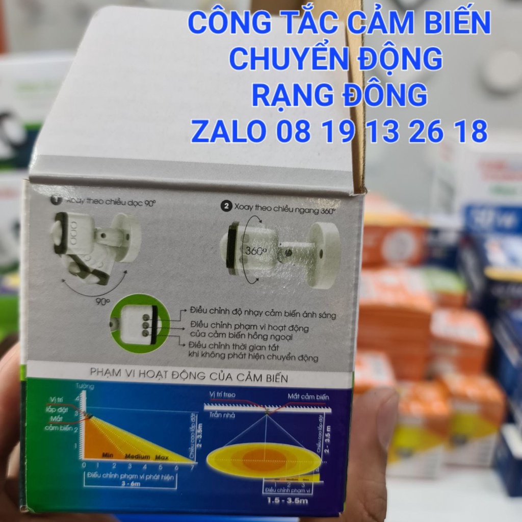Công tắc Cảm Biến chuyển động ánh sáng Rạng Đông, mã Model: CT01.PIR 300W, cho đèn LED.