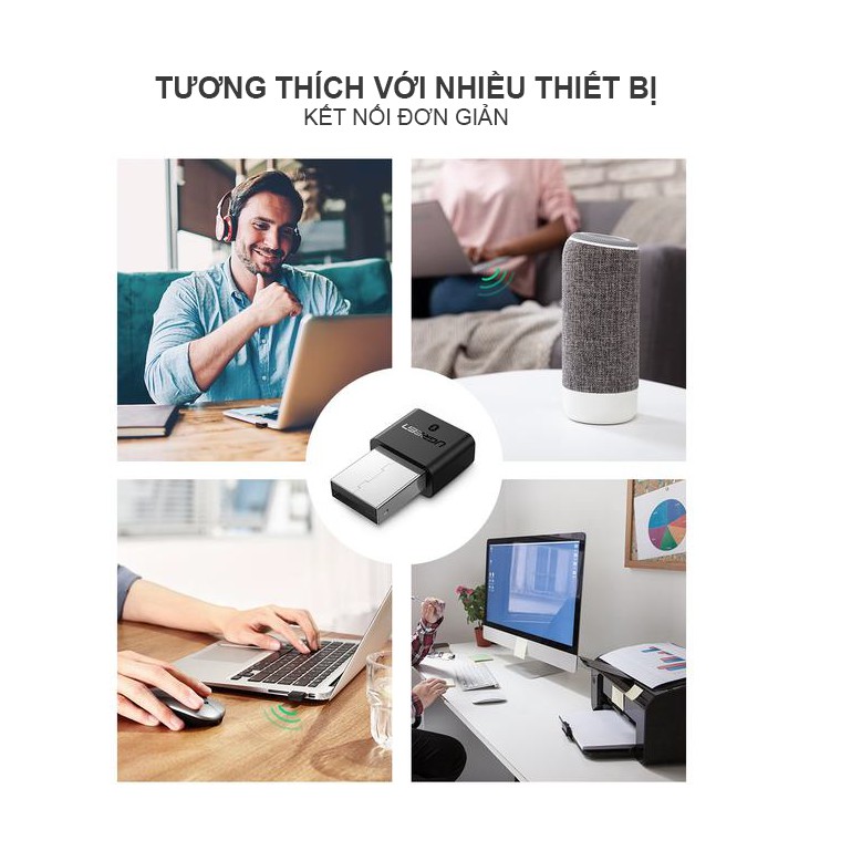 USB Bluetooth Ugreen cho máy tính để bàn [Bluetooth 4.0 &amp; Hỗ trợ atpX]