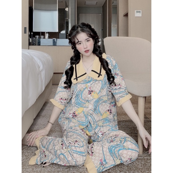 Bộ pijama mango cánh rơi viền bèo