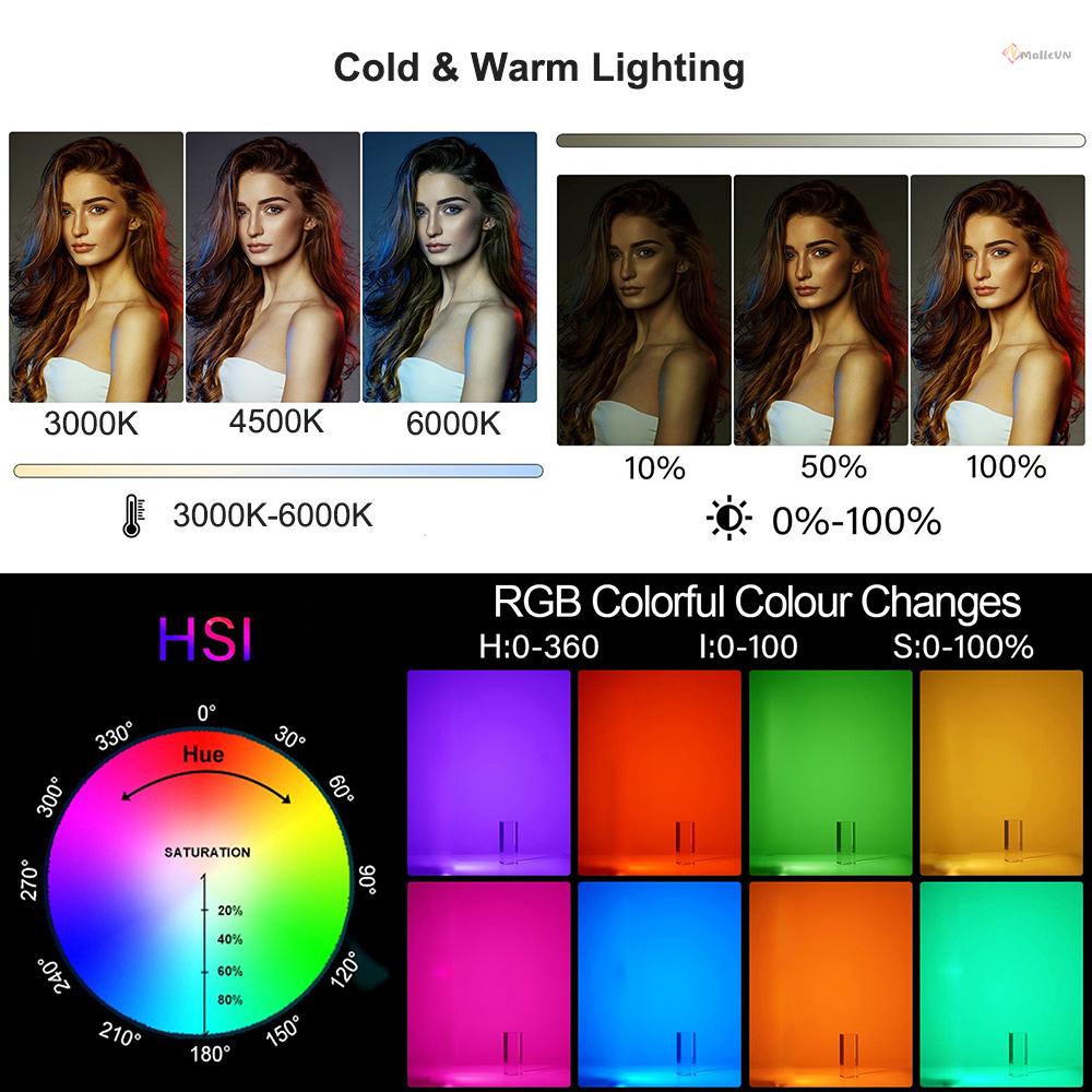 Đèn LED Trợ Sáng Cầm Tay Hỗ Trợ Chụp Ảnh 3000K-6000K Andoer RGB