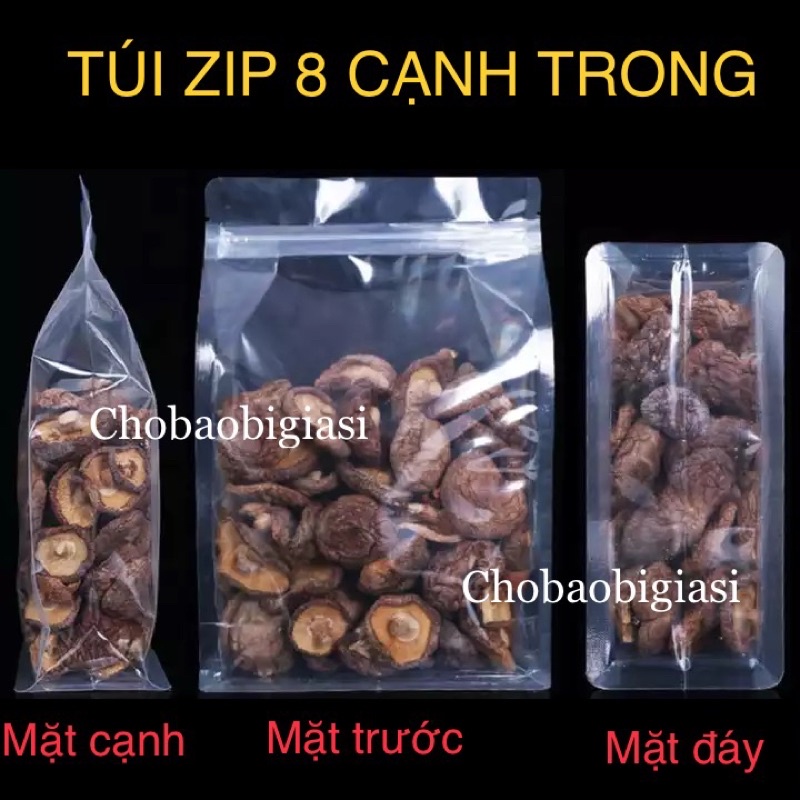 Túi zipper 8 cạnh TRONG đáy vuông sang trọng, hàng đẹp