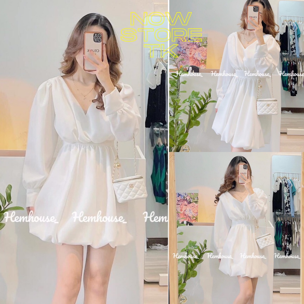 Váy cổ V chun eo hàng cao cấp thích hợp mặc đi dự tiệc đi chơi phong cách NOWSTORETK 191