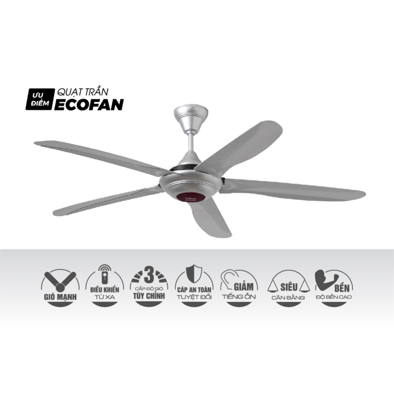 Quạt trần eco ruby,quạt trần trang trí phòng khách 75 W Chính hãng TLC - Bảo hành 5 năm