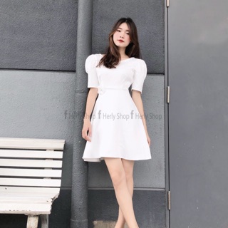 Đầm tay nhúng phồng dáng xoè