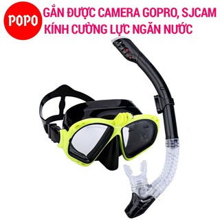 Bộ kính lặn GOPRO, ống thở ngăn nước, mắt kính cường lực, gắn được GOPRO, SJCAM POPO