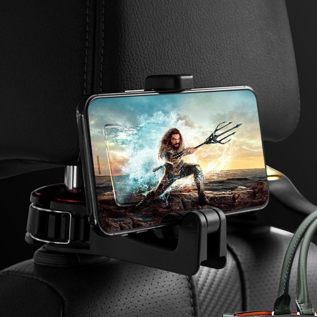 Móc treo đồ ghế sau ô tô kiêm giá kẹp điện thoại phía sau trên ô tô