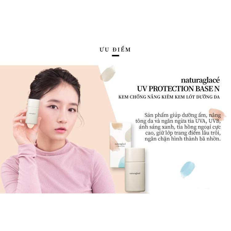 Kem chống nắng hữu cơ naturaglacé UV Protection Base SPF50+ PA+++, an toàn cho da nhạy cảm và mẹ bầu 30ml