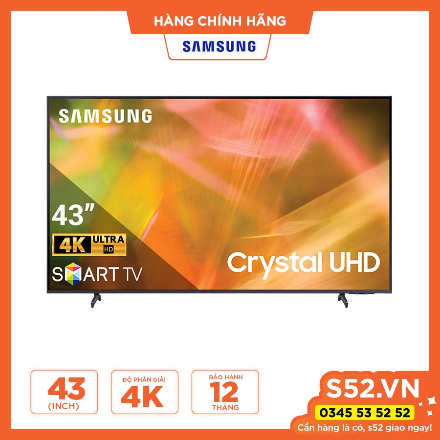 Smart Tivi Samsung Crystal UHD 4K 43 inch UA43AU8000KXXV