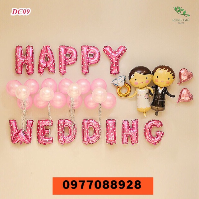 Set Bóng Trang Trí Phòng Cưới  Free Ship  Happy Wedding Nhiều Mẫu