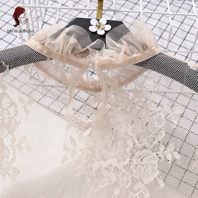 Áo kiểu dài tay phối ren hoa cho nữ | BigBuy360 - bigbuy360.vn